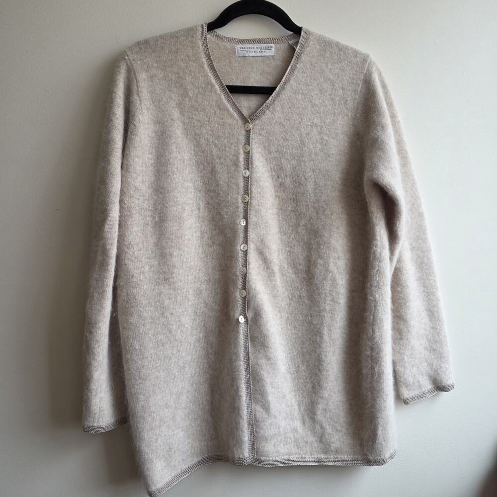 VTG Wool Angora Women's Cream Cardigan Mediun Soft Girl Quiet Luxury 90s Kawaii